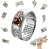 HETICA Feng Shui Pixiu Mantra Amulet Lucky Adjustable Ring Buddhist Good Luck Mantra Double Protection Wealth Love Health Ring Vintage Ring Jewelry Gift
