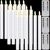 Tuanse 18 Pcs Christmas Flameless Taper Candles with Remote Timer Dimmer LED Candlesticks Flickering 10 Inch Battery Operated Window Candles for Wedding Church Home Xmas Party Decor(White)