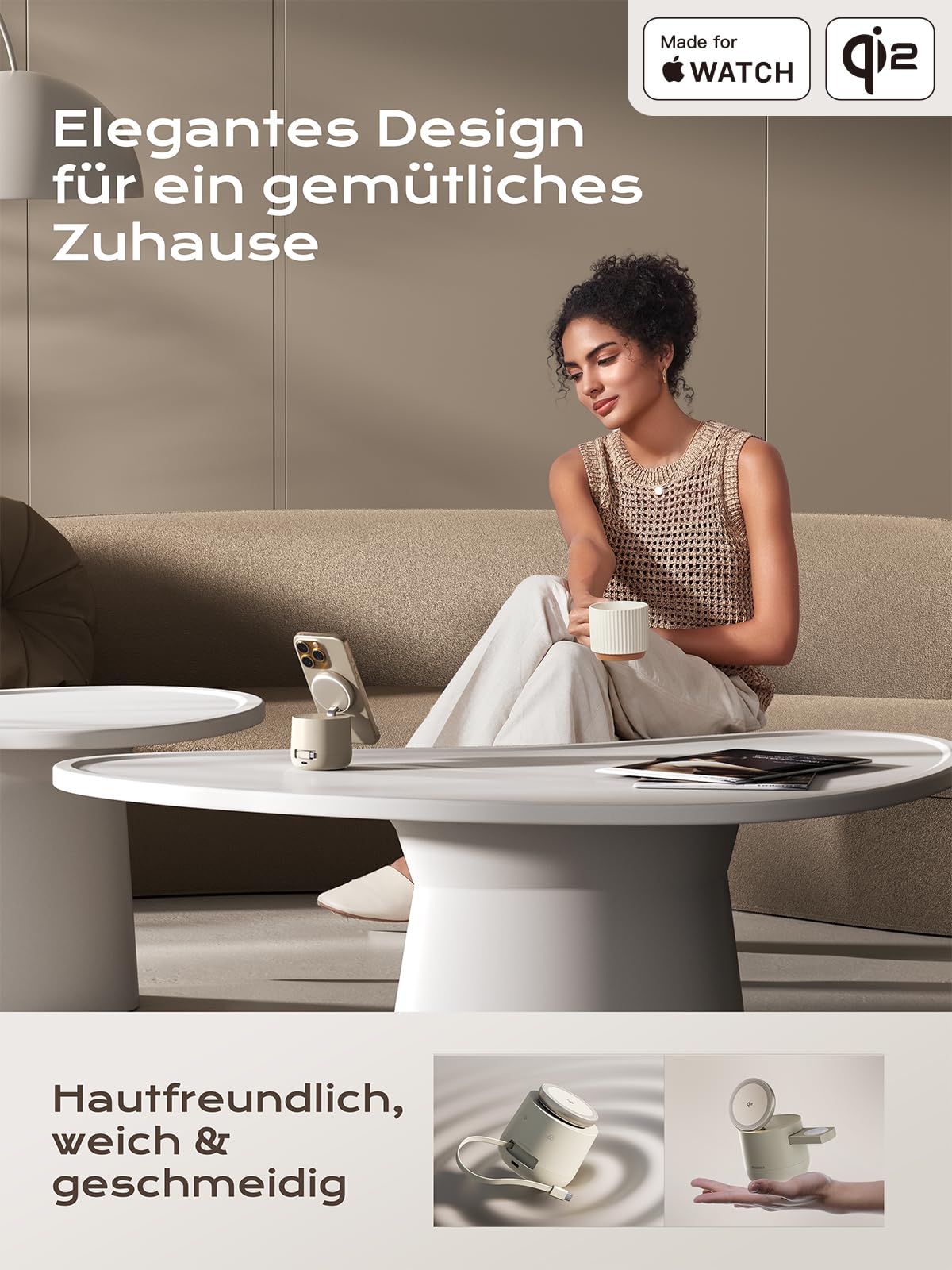 THREEKEY 4-in-1 Mag Wireless Ladestation Qi2 15W Magnet Ladegerät für iPhone 17/16/15/14/13/12 Serie, Apple Watch, AirPods, iPad, Magnetic Ladestation mit 65W Ladegerät im Lieferumfang enthalten 8