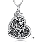 RYJOZT Tree of Life Urn Necklace for Ashes, S925 Sterling Silver Love Knot Heart Pendant Cremation Jewelry with Funnel Filler Memorial Keepsake Gifts for Women Men
