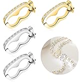 4PCS Necklace Shortener Clasp Pearl Enhancer Connector Clasps Cubic Zirconia Bracelet Push Clasps with Secure Lock for Jewelry Making DIY Crafts Necklace Chain Clip Bead Crystal Gemstone Clasp
