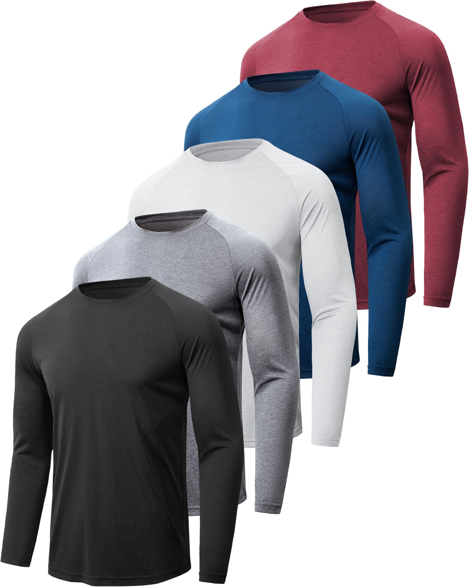Photo 1 of BALENNZ Long Sleeve Tee Shirts for Men - Moisture Wicking Quick Dry Long Sleeve Shirts UV Sun Protection T-Shirts for Running Heather Black, Dark Grey, Light Grey, Blue, Red X-Large