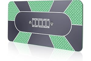 HHH HIKECUCAN Waterproof 70 x 35 Inch Poker Mat, 8 Player Portable Texas Hold'em Poker Table Top with Carrying Bag, Anti-Slip Rubber Poker Card Tabletop Layout for Casino Games, Blackjack, Parties, Noise Reduction