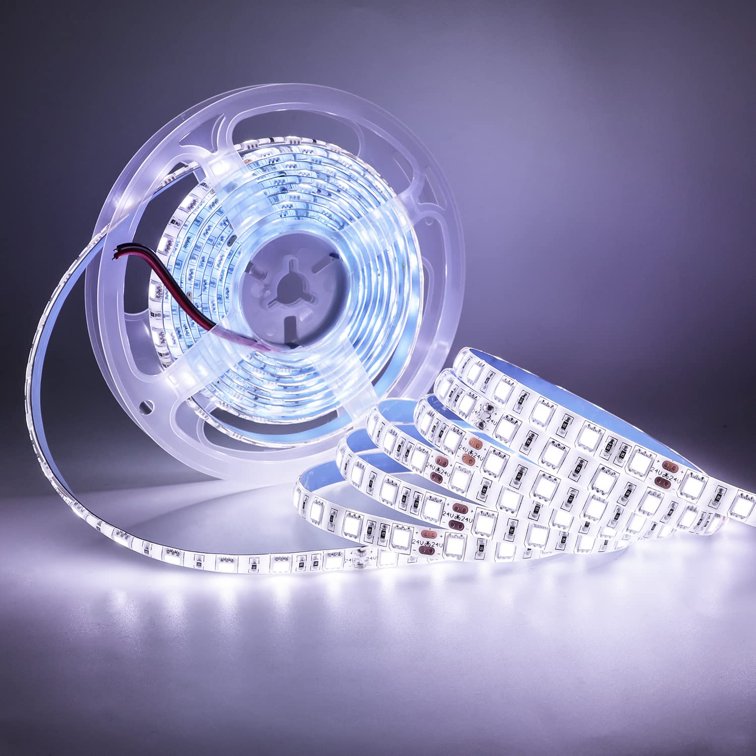 Tesfish 5m/Reel DC 24V 5050 White Color LED Strip Waterproof IP65 300 LEDs SMD 5050 LED Strip