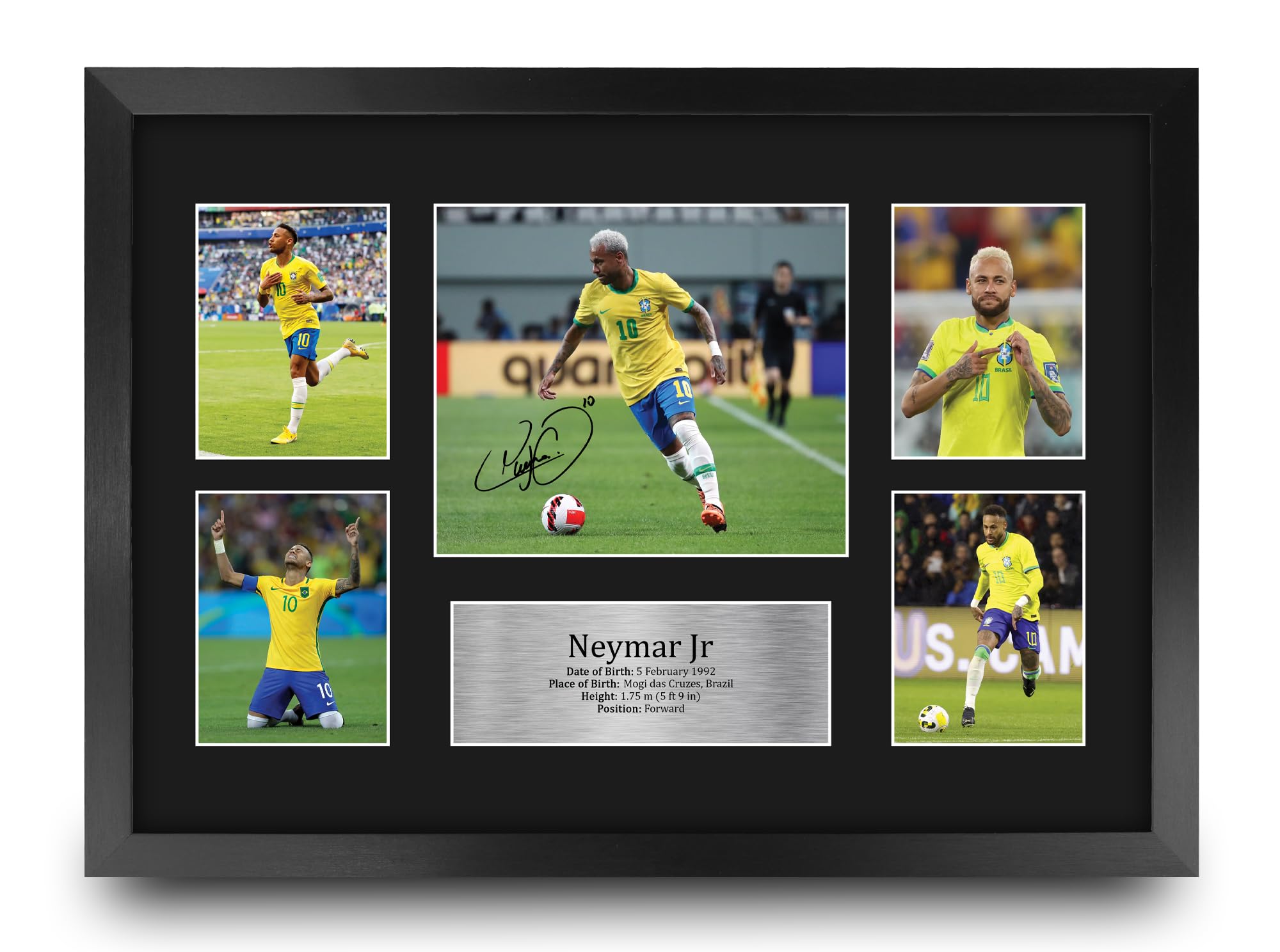 HWC Trading FR A3 Neymar Jr Brazil Printed Memorabilia Signed Autograph Photograph Display for Football Fans and Supporters - A3 Framed