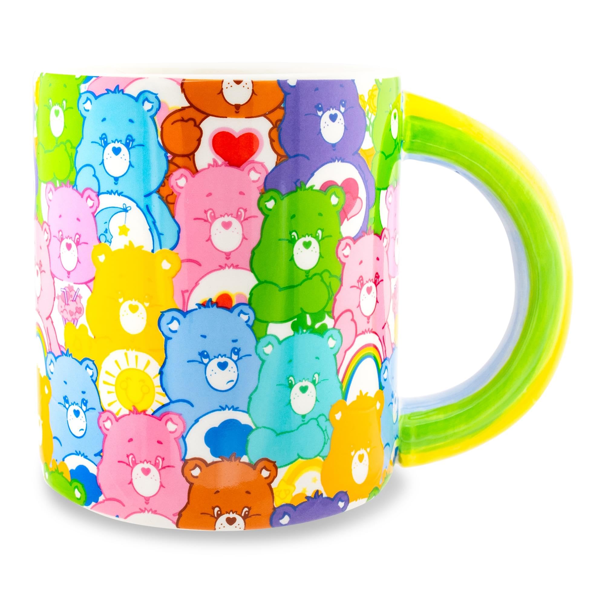 Silver Buffalo Care Bears Allover Print Ceramic Mug With Rainbow Handle | Holds 20 Ounces