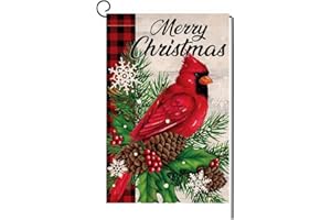 BLKWHT Christmas Cardinal Bird Garden Flag 12x18 Vertical Double Sided Winter Holiday Outside Decorations Burlap Yard Flag BW540