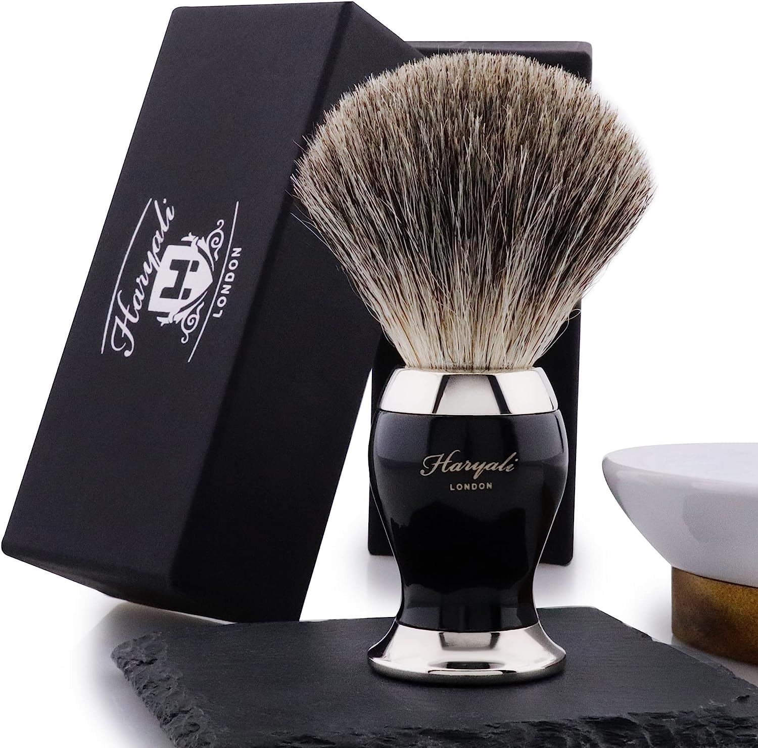 Haryali London Shaving Brush - Pure Badger Hair Shaving Brush - Luxury Shaving Brush for Men - Exfoliating Natural Bristles