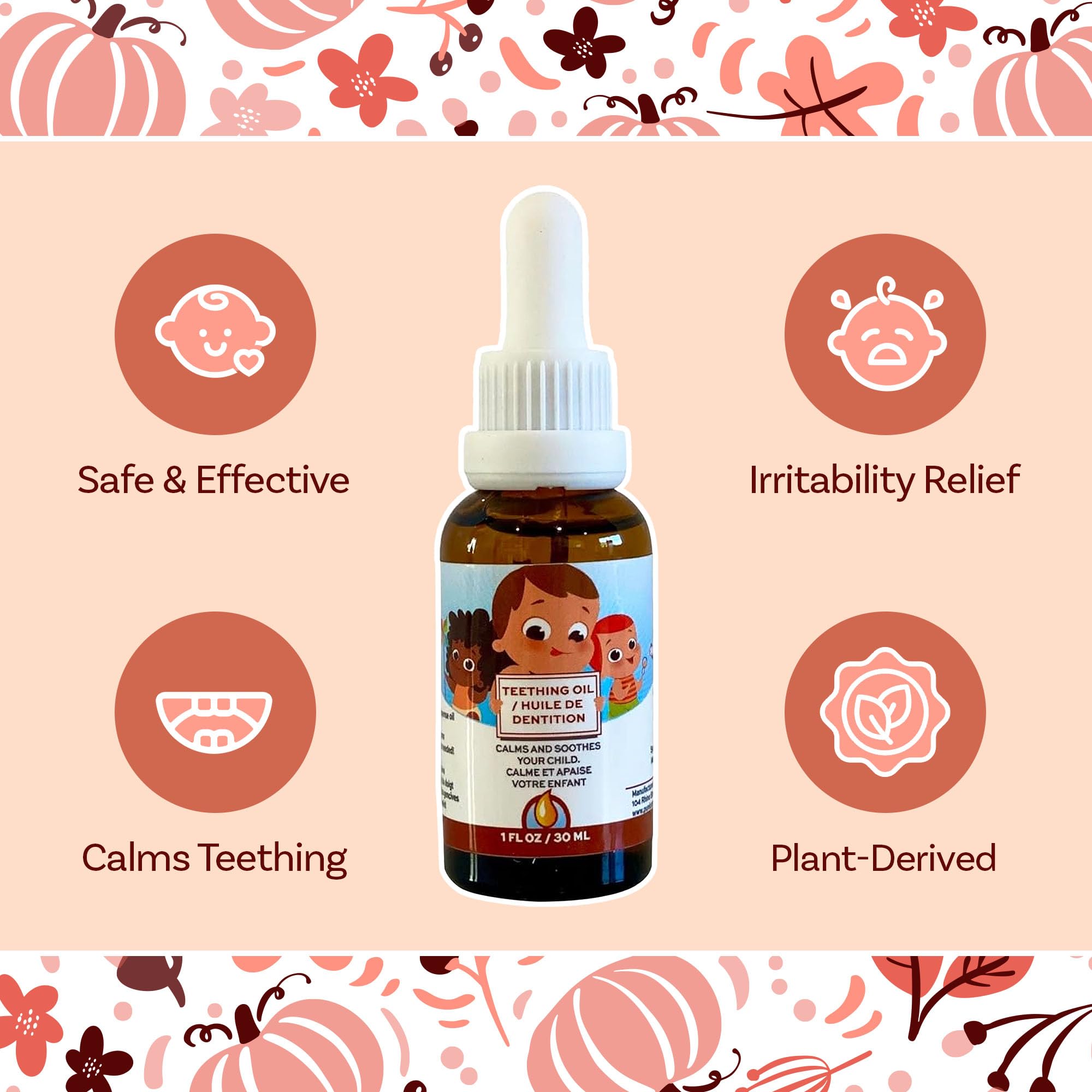 Punkin Butt Teething Oil for Babies, Amber Glass Bottle with Dropper, Natural Teething Relief for Babies, Herbal Infusion with Chamomile, Clove & Peppermint, Daily Use, 1oz