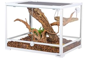 OIIBO 34 Gallon Reptile Terrarium, 24" x 18" x 18" Glass Reptile Tank Front Opening Terrarium with Top Screen Ventilation & Double Hinged Doors