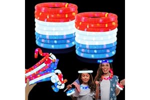 WONDRUS 4th of July Red White Blue Glow Sticks Party Favors Supplies 18 PCS,Light up Pop Tubes Accessories Bracelets Necklaces for Kids Toddlers,Fourth of July Patriotic Toys Gifts Items for Independence Day