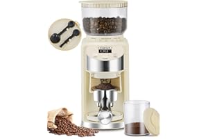 Gevi Burr Coffee Grinder, Adjustable Burr Mill with 35 Precise Grind Settings, Electric Coffee Grinder for Espresso/Drip/Percolator/French Press/American/Turkish Coffee Makers, 120V/200W, Ivory White