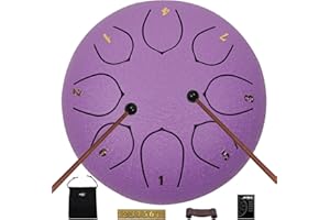 JYTMUS Steel Tongue Drum 6 Inch 8 Notes Sound Drum Percussion Instruments Gift for Family and Friends with Music Book, Mallets, Mallet Holder, Stickers and Carry Bag
