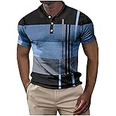EndoraDore Men's Short Sleeve Polo Shirts Casual Golf Printed T-Shirts Summer Sport Moisture Wicking Performance Shirt