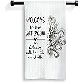 SFEDSGVHB Funny Octopus Bathroom Hand Towels, Octopus Bathroom Decor, Coastal Beach Ocean Animal Decorative Hand Towel for Bath Room Toilet Washroom Restroom, 16x24 Inch