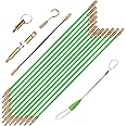 GURADESIGN 16.8FT Fiberglass Running Electrical Wire Cable Glow Rods Wire Pulling, Fish Rods Electrical Kit with 6 Different Attachments and Fish Tape Wire Puller Kit