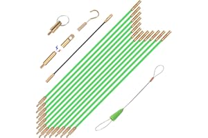 GURADESIGN 16.8FT Fiberglass Running Electrical Wire Cable Glow Rods Wire Pulling, Fish Rods Electrical Kit with 6 Different Attachments and Fish Tape Wire Puller Kit