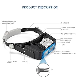 Dilzekui Headband Magnifier with LED