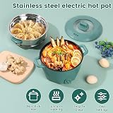 Electric Hot Pot 2L Stainless Steel Noodles Cooker w/ Steam Rack UK view 3