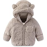 AiWMGL Baby Infant Boys Girls Winter Coat with Fold-Over Mittens Fleece Outwear Jacket Warm Clothes Bear Hooded
