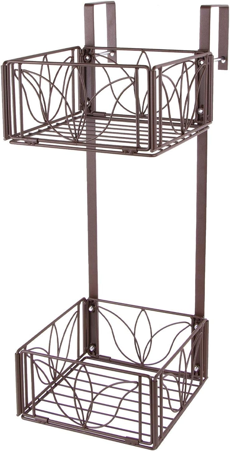 AmnoAmno 2-Tier Balcony Hanging Flower Rack Stand Rail Planters Baskets Pots for Outside, Deck Railing Planters Boxes Outdoor Hanger Stand with Strong Metal Folding Design Easy Installation (Bronze) : Garden & Outdoor