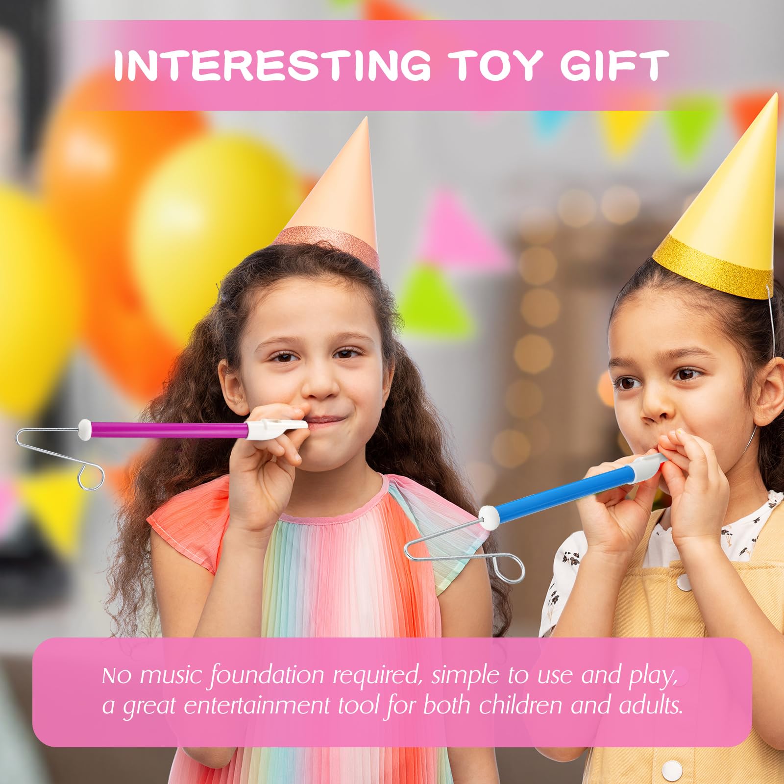 Syhood 24 Pcs Slide Whistle for Adults Instrument Toy Plastic Metal Musical Slide Whistles for Kids Party Favors Boys Girls Games School Prizes Birthday Gift, 4 Colors