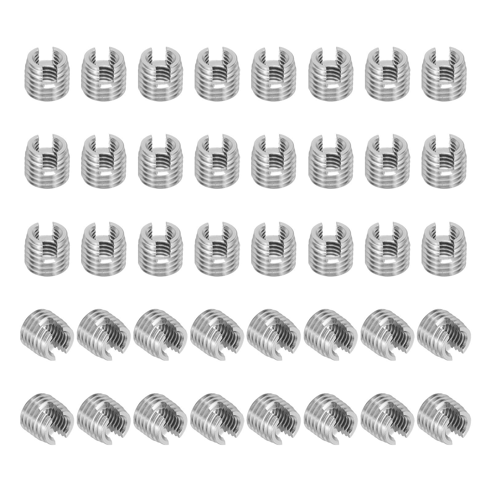 PATIKIL Self-Tapping Threaded Inserts, 40 Pcs M5 x M8 x 7mm 303 Stainless Steel Thread Adapter Reducer Slotted Screw Repair Inserts Nuts Sleeve