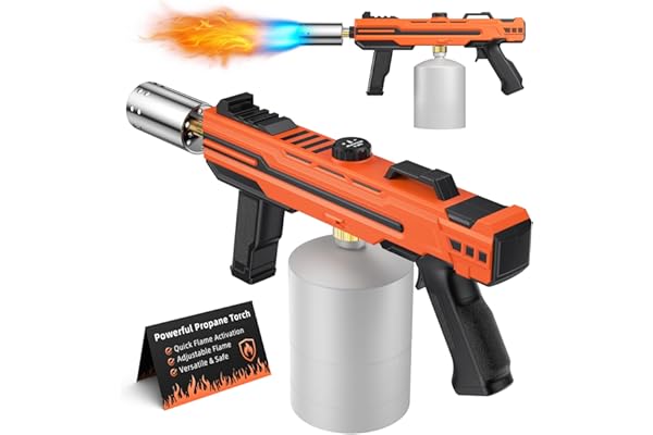 Powerful Propane Torch Gun with Adjustable Flame – Heavy-Duty Blow Torch for BBQ, Steak Searing & Charcoal Lighting, Kitchen & Outdoor Use (Tank Not Included)