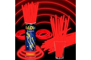 Taikula 100 Pack 8” Red Glow Sticks Bracelet Necklaces Bulk with 100 Connectors Neon Glow In The Dark Party favors Supplies for Holiday Birthday Party Decoration (Red)