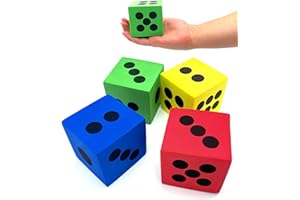 LMC PRODUCTS 4 Foam Jumbo Playing Dice - Red, Yellow, Blue, Green - Kids Outdoor/Indoor Games, Classroom Supplies