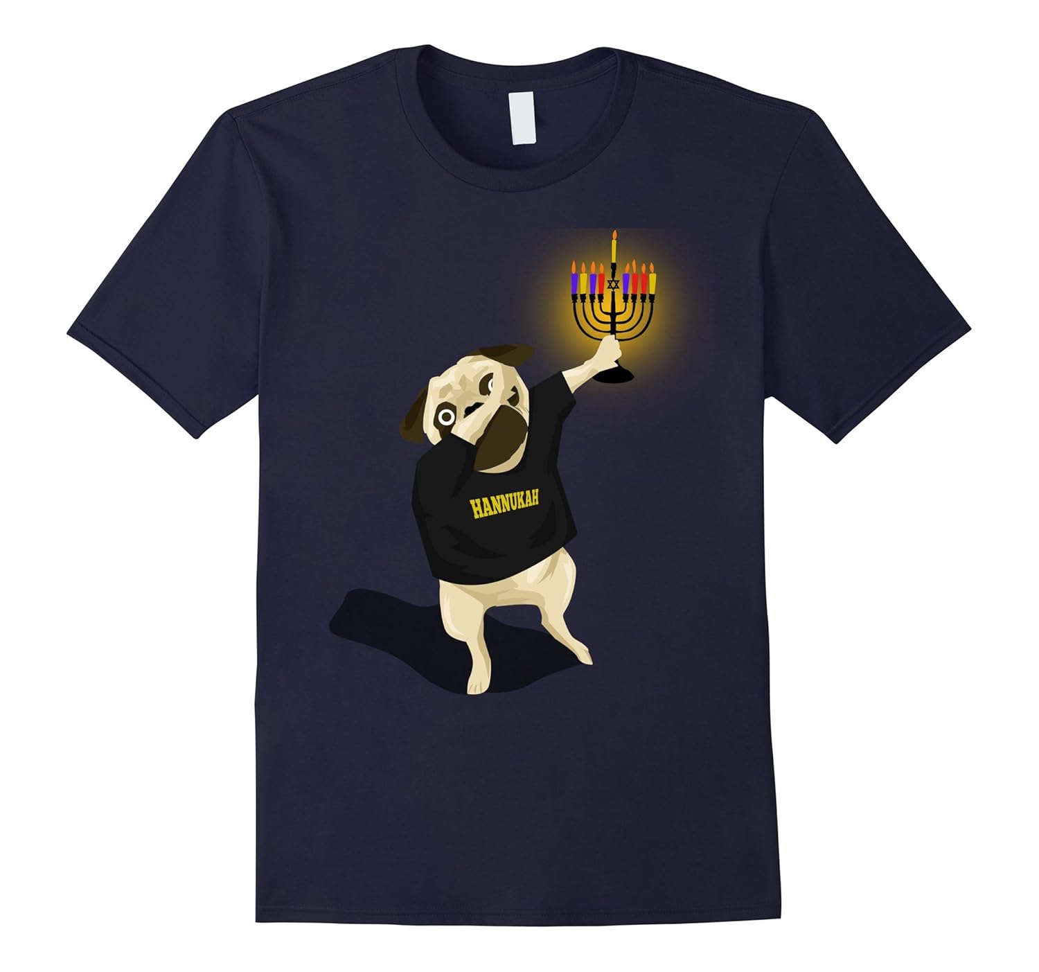 Dabbing Hannukah Pug Festival of Lights Funny Graphic Tshirt-ANZ