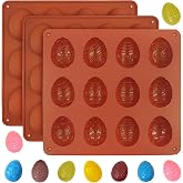 Easter Egg Chocolate Molds 3pcs Silicone Easter Candy Molds 12 Design Egg Candy Molds Non Stick for Ice Cube Resin Expoxy