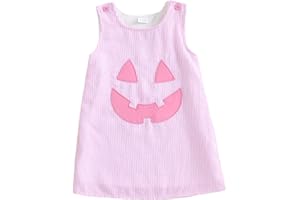XKWYSHOP Toddler Baby Girl Halloween Outfit Pumpkin Face Embroidery Dress Striped Sleeveless Tank Dress Infant Clothes