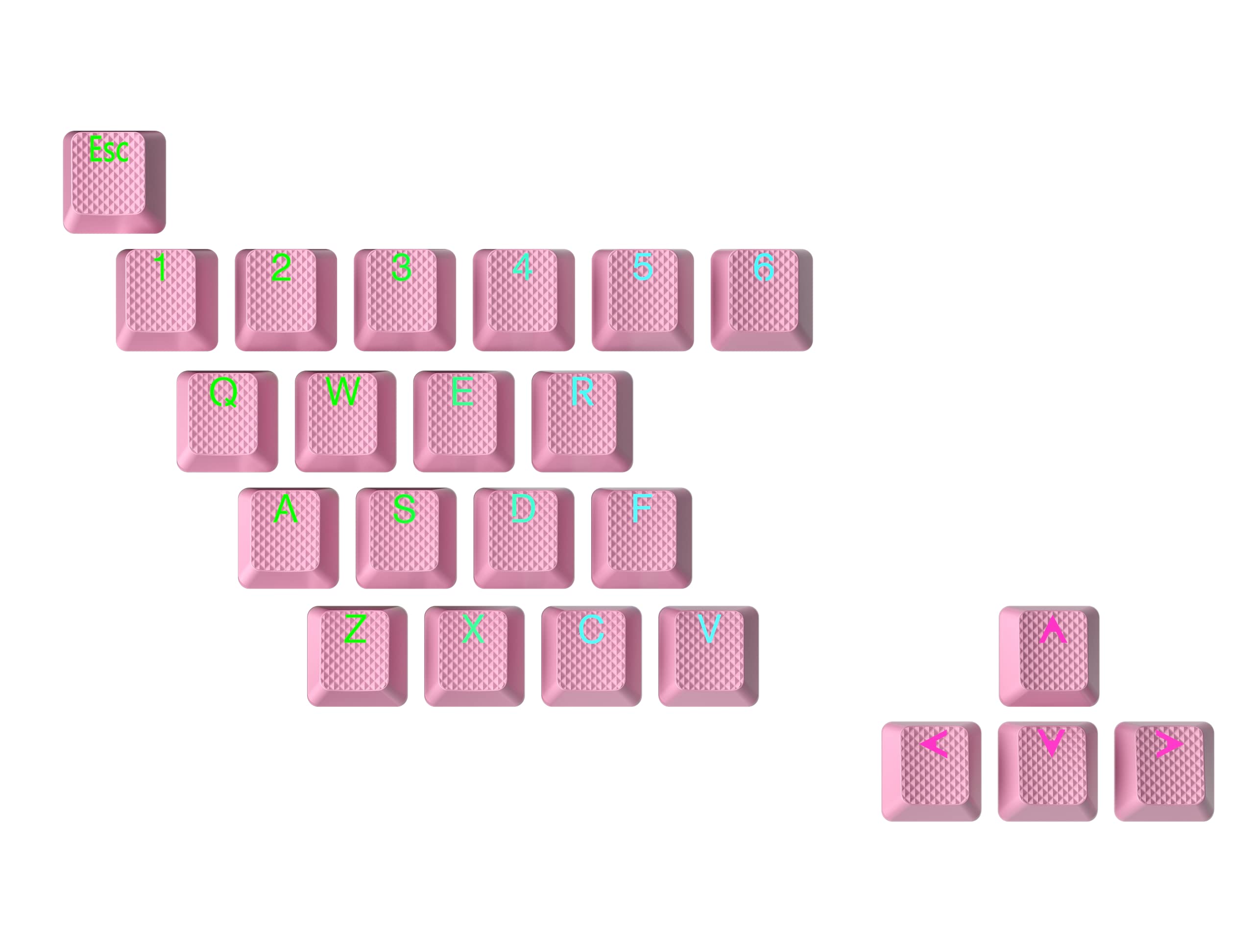 Ranked Rubber Keycap Set | Double shot Translucent | OEM Profile for Mechanical Gaming Keyboard (Prism Pink, 23 Keys)