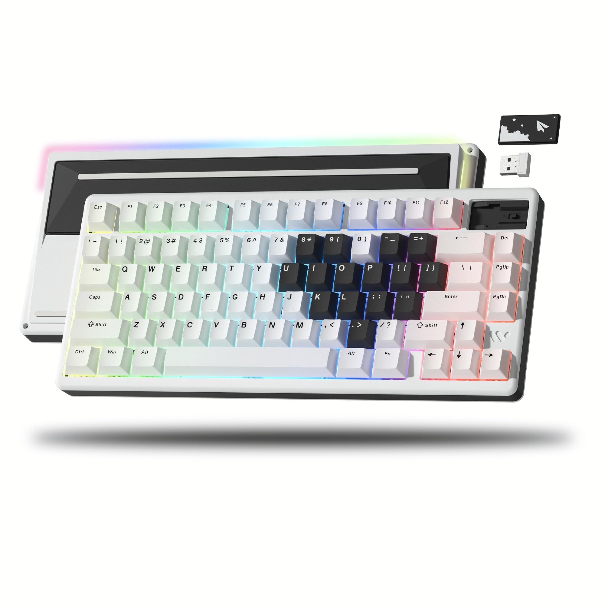 Photo 1 of Womier 75% Keyboard Wireless, Creamy Mechanical Keyboard Gaming QMK/VIA, CNC Aluminum with 8000mAh Battery, Tri-Mode Key Board Custom Hot Swappable RGB Backlit for Windows/Mac/PC (SK71 PRO-White)