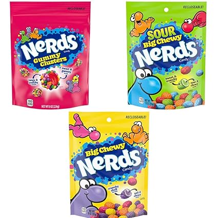 Amazon Com Nerds Variety Pack Gummy Clusters Big Chewy Sour Big Chewy Pack Of 3 Grocery Gourmet Food