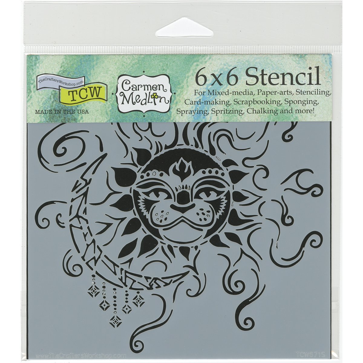 The Crafters Workshop "Sun and Moon" Stencil, Transparent, 6 x 6-Inch (18 x 16 x 0.1 cm)