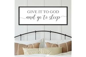 YWMZYKJGS Give It To God And Go To Sleep Sign Above Bed Wall Decor Art 40"X15" Over Bed Master Bedroom Rustic Large Wood Fram