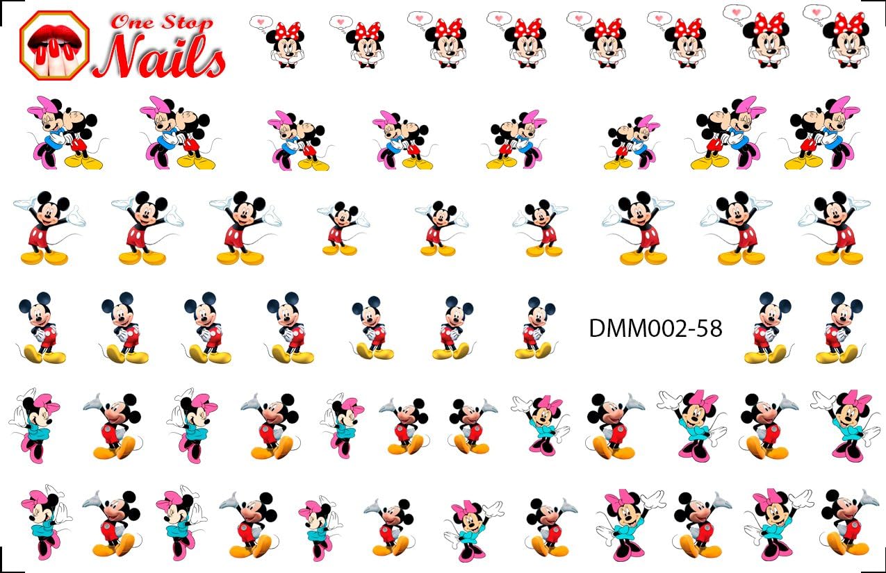 Mickey and Minnie Waterslide Nail Decals by One Stop Nails V2A.