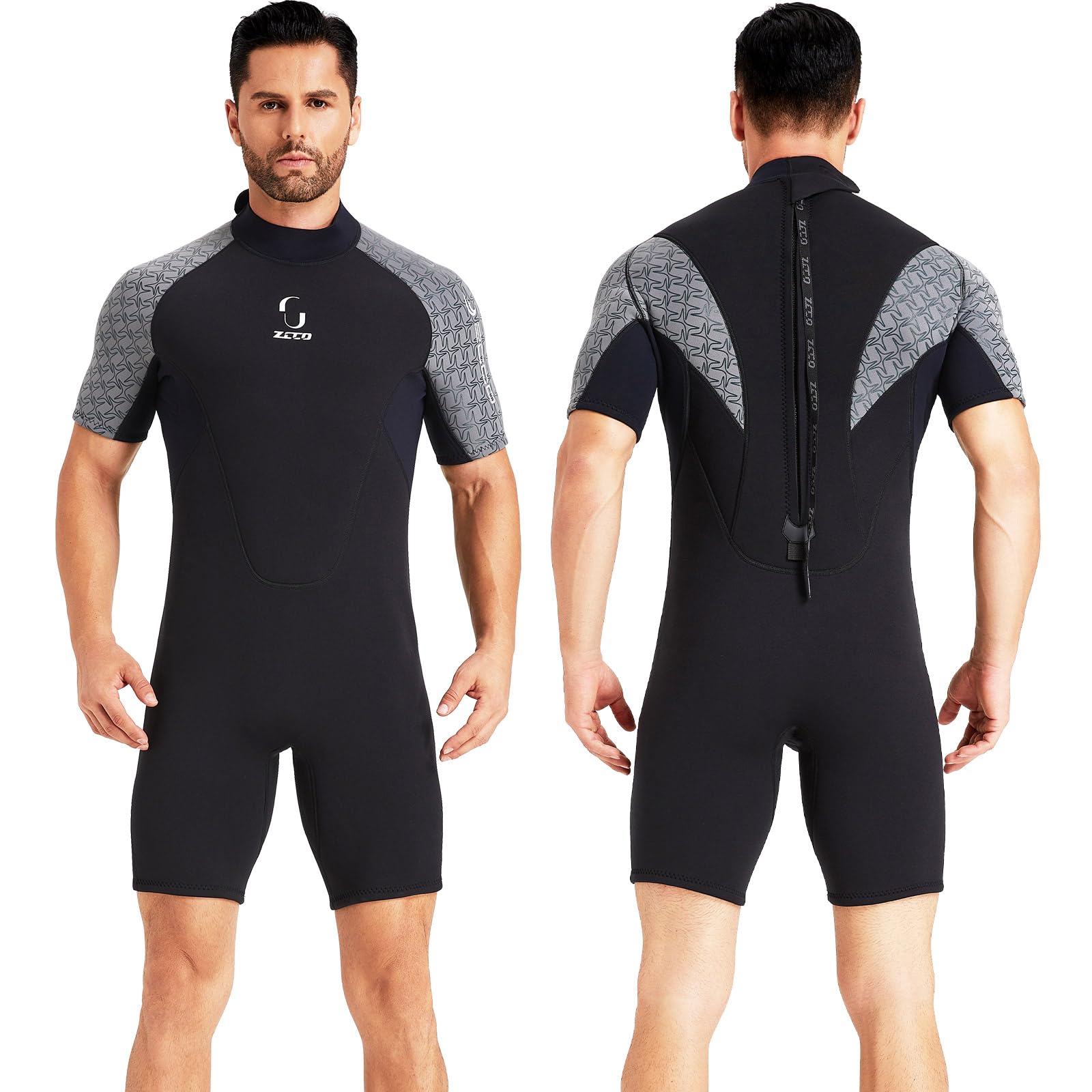 Wetsuits Men's Neoprene Women's 3mm Back Zipper Shorty Wetsuits for Surfing Snorkeling Canoe Spearfishing Diving Swimming Stand Up Paddleboarding Kayaking(Gray)