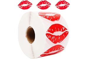 BLSUREFYX 1000 PCS Kissing Lips Stickers 2.2 x 1.4 Inch Kiss Sticker Self-Adhesive Waterproof Fade-Resistant Roll up Clear Lips Stickers for Gifts Party Handicraft Home Decoration Use Red
