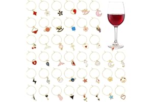 OOTSR 40pcs Wine Glass Charms, Glasses Markers for Stem Glasses Cups, Identifier Drink Labels for Wine Tasting Party Decorati