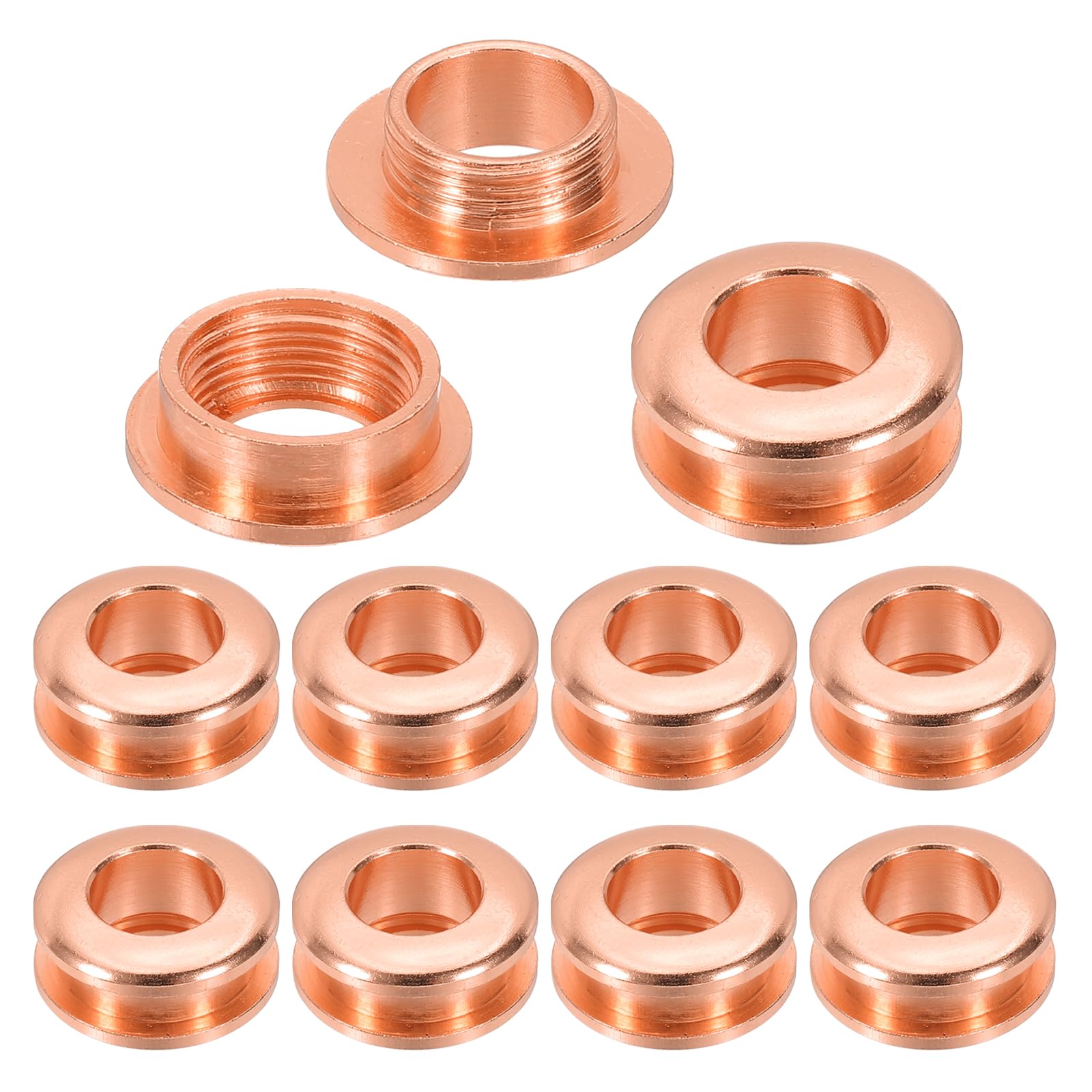PATIKIL 8mm(1/3 inch) Solid Brass Hole Eyelets, 10 Pcs Arc Surface Self Backing Grommets with Washer for Shoes Clothes Crafts Bag Leather Craft, Red Copper
