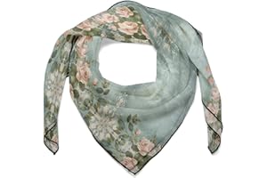 FZMVSQH Women Head Hair Scarf Vintage Style Flowers Printed Women Small Square Scarf 27" X 27" Breathable Lightweight Neckerc