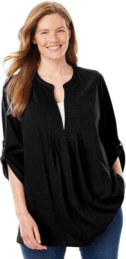 plus size split neck tunic