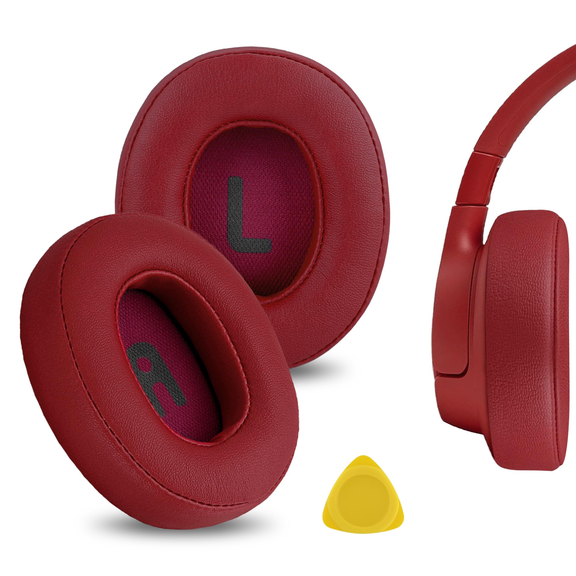 Geekria Replacement Ear Pads Compatible with JBL Tune720BT/ Tune750BTNC/ Tune710BT/ Tune700BT/ Tune760NC/ Tune770NC Wireless Over-Ear Headphones Ear Cushions, Repair Parts (Red)