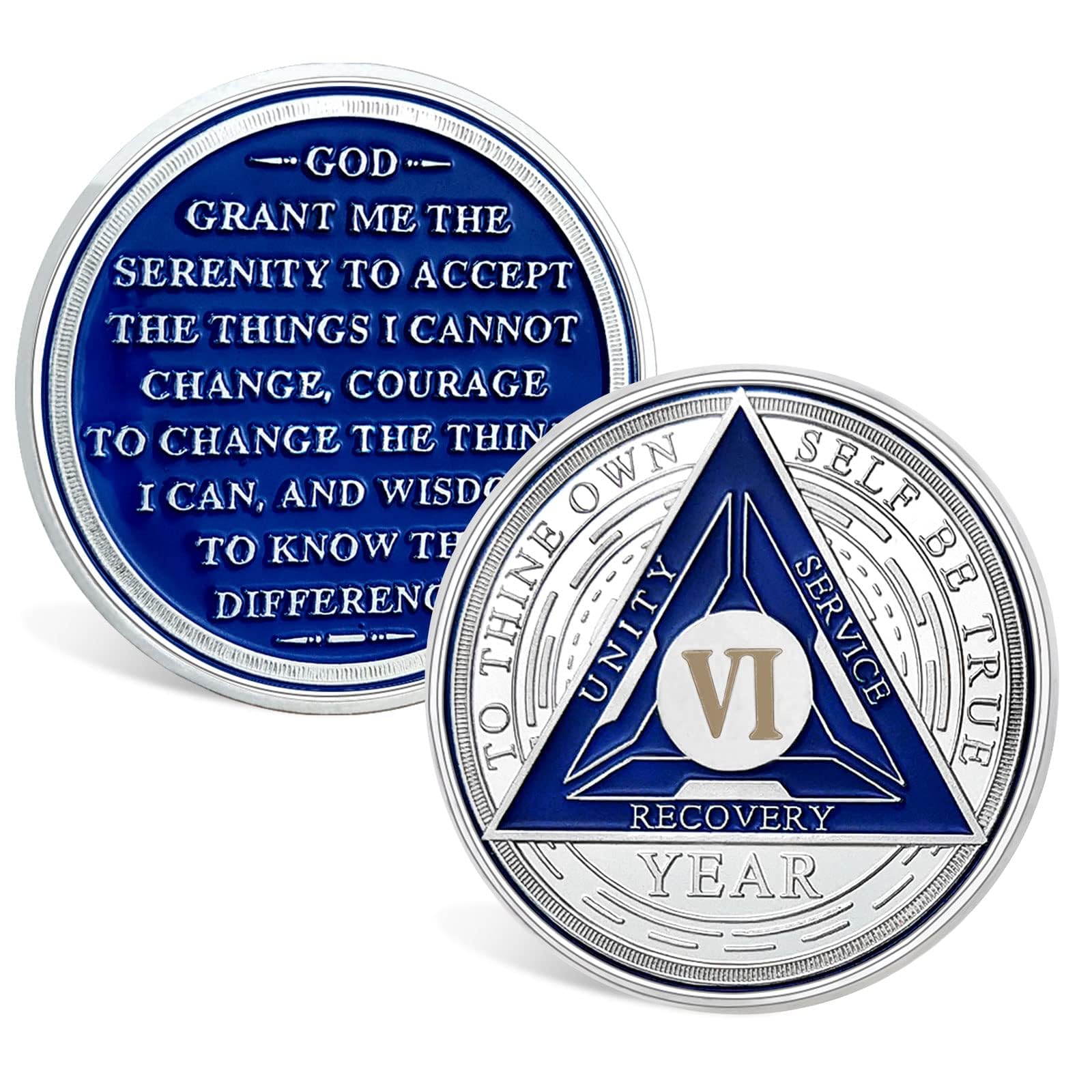 ACGZQY 6 Year Sobriety Chip - Triplate AA Coin and Medallion Sobriety Coin Recovery Chips Sober Anniversary Token Sobriety Gifts Alcoholics Anonymous Recovery for Men Women