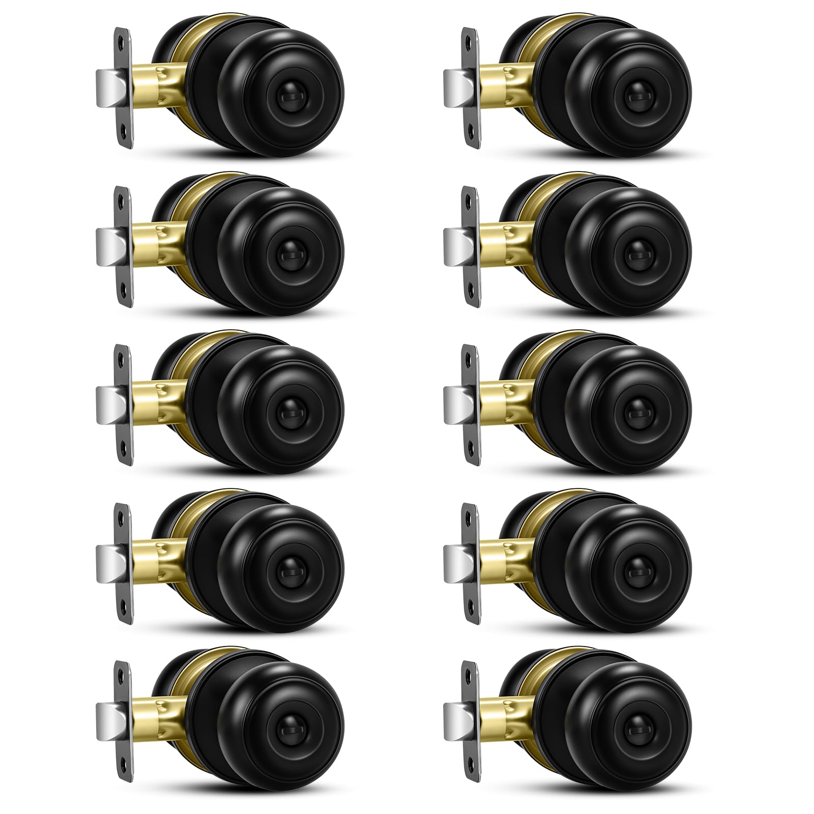 Photo 1 of Plustool 10 Pack Matte Black Door knobs, Keyless Interior Door Locks, Round Ball Keyless Doorknobs with Lock Privacy Door Handle for Bedroom Bathroom
