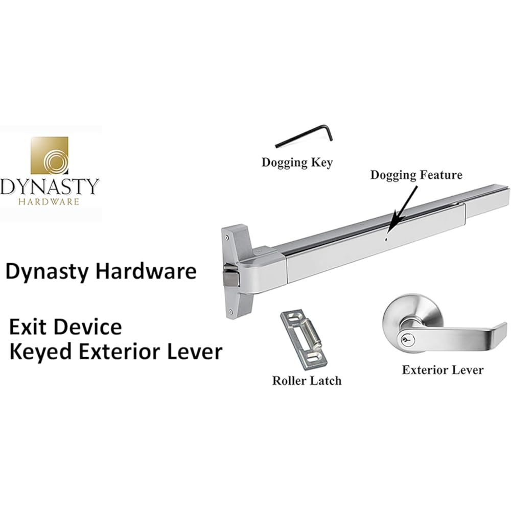 Push Bar Panic Exit Device Aluminum, Exterior Lever Push Bar Panic Exit Device Aluminum, Exterior Lever