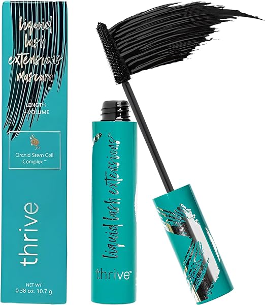 Thrive Mascara Extensions, Tubing Mascara Cosmetics Natural Lengthening Volumizing Eye Makeup, Waterproof & Smudge-Proof, Long-Lasting No Clumping or Flaking (Rich Black) - 1